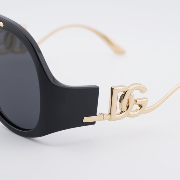 Dolce & Gabbana DG6202 501/87 Sunglasses Shiny Black Aviator Frame, Grey Lenses - Picture 8 of 10